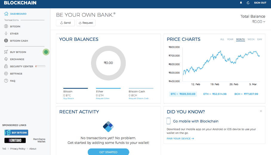 Millor cartera de Bitcoin: banc de perfils Blockchain.com.