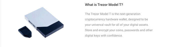 Cartera de criptografia de maquinari: Trezor Model T.