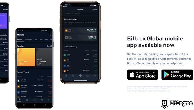 Bittrex VS GDAX: aplicació mòbil Bittrex Global.