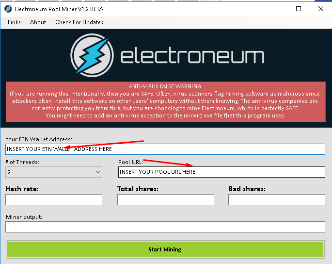 programari de miner de piscines electroneum