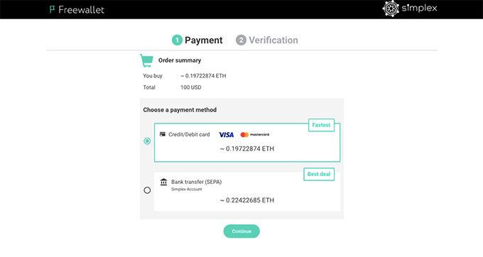 Revisions Freewallet: introduïu les dades de pagament.