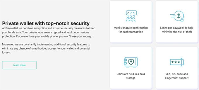 Revisió de Freewallet: funcions de seguretat de Freewallet.