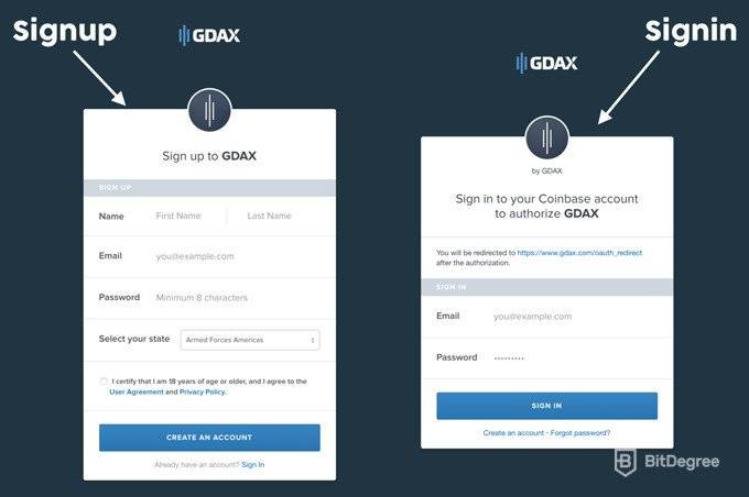 Formularis d’inscripció de la revisió de GDAX