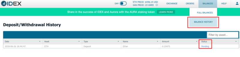 com comprar fitxes de grau de bit: historial de saldo IDEX