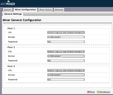 Com explotar Bitcoin: configuracions generals de Ant Miner.