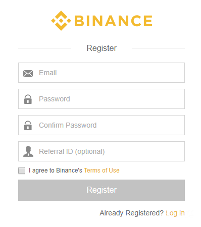 Com utilitzar Binance: formulari de registre.