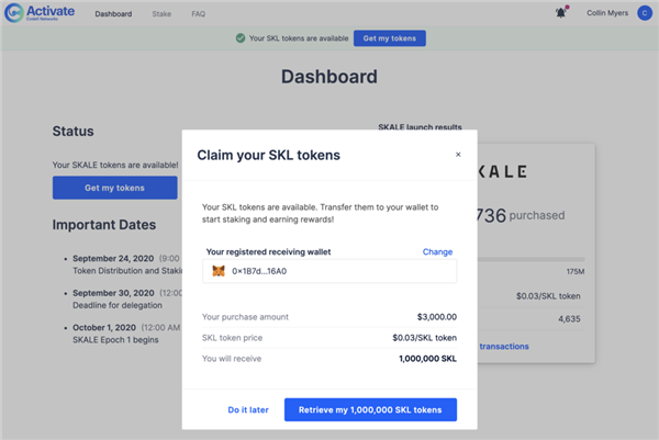 1.2 Consulteu el resum de l'import adquirit i l'assignació de tokens SKL associada. Feu clic a 