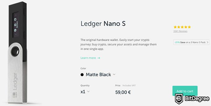 Ledger钱包评论：Ledger Nano S定价。