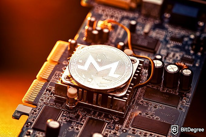 Monero mining: una moneda Monero en una CPU.