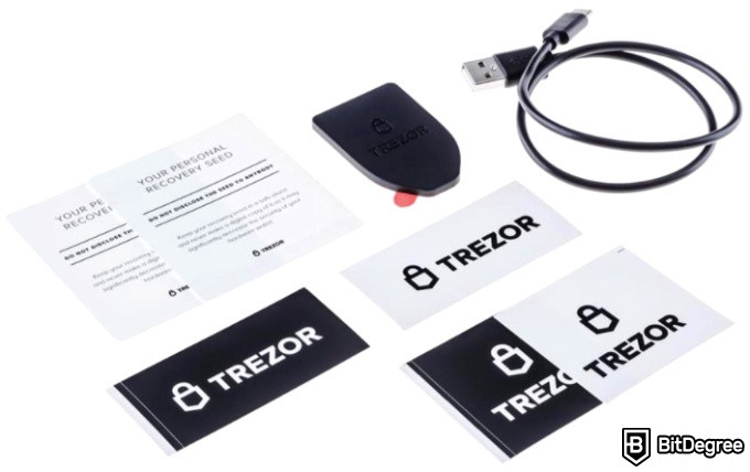 Trezor Model T评论：Trezor Model T的包装盒内。