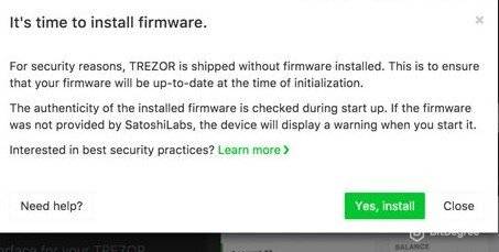 Trezor钱包评论：安装Trezor的固件。