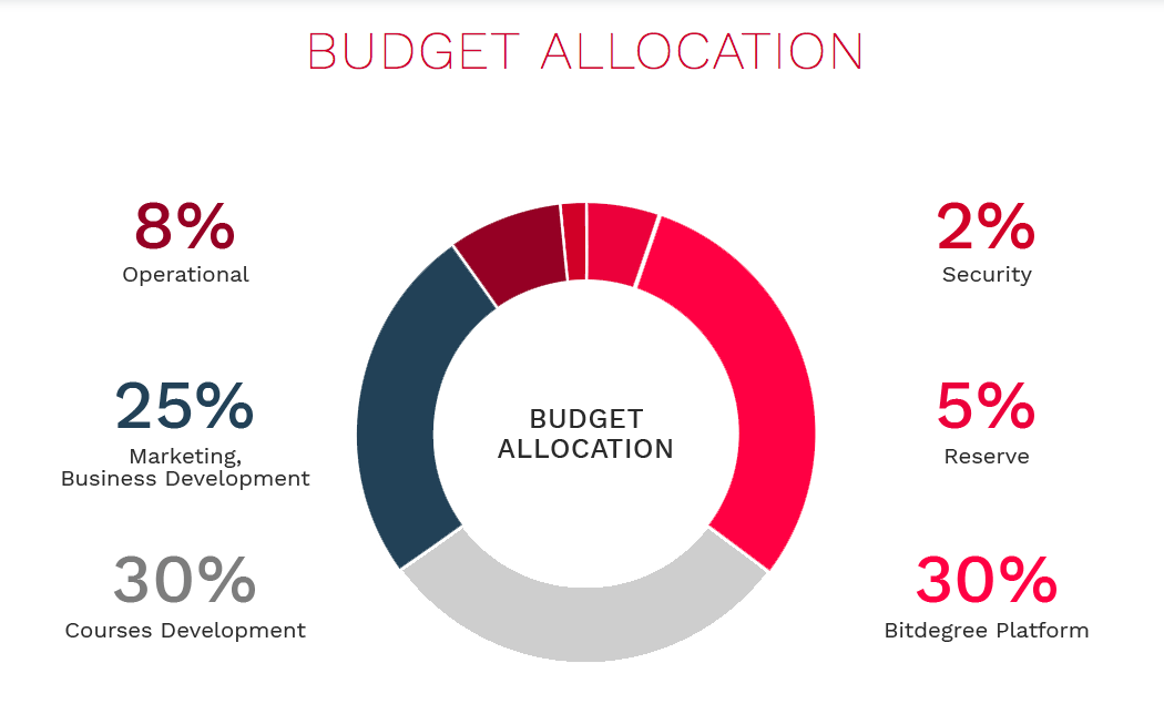 Què és una ICO: assignació pressupostària Bitdegree.