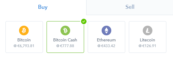 Què és Bitcoin Cash: seleccionar comprar Bitcoin Cash a Coinbase.