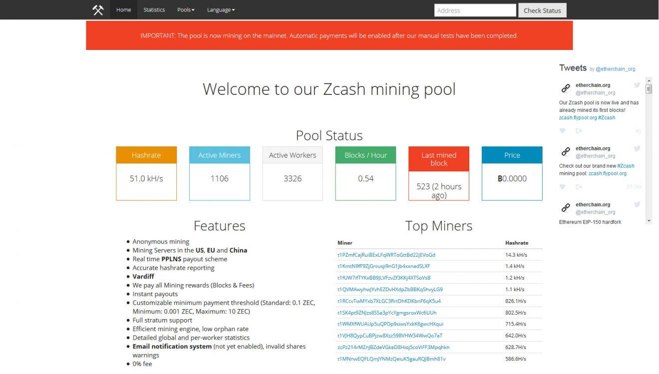 Piscina minera Zcash